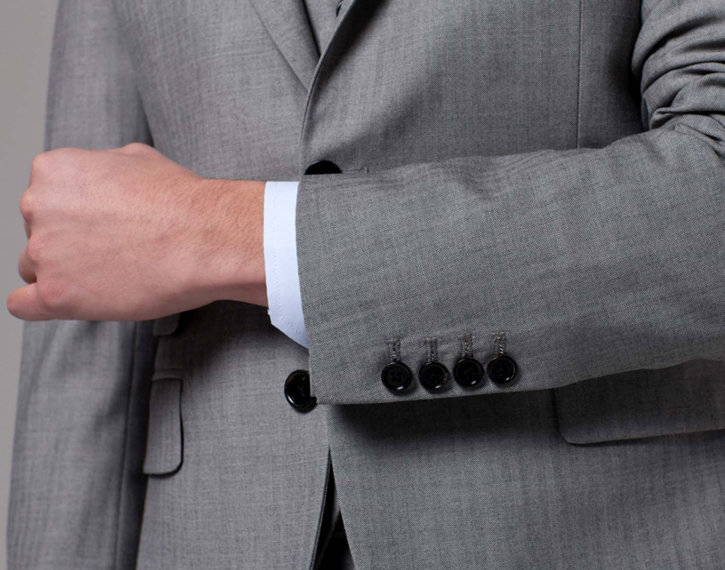 西服定制 定做西服  男士灰色人字纹西服   袖扣